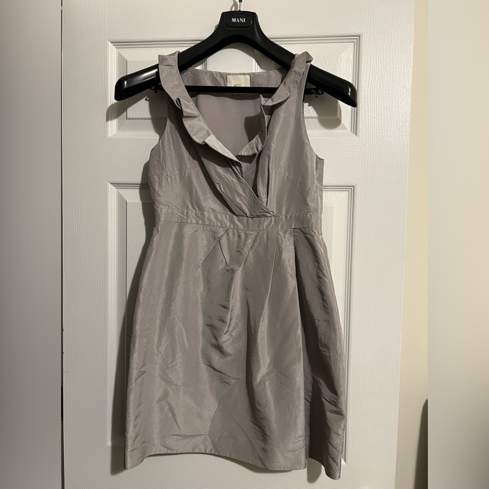 J. Crew SILK Gray Midi Dress